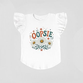 Oopsie Daisy Stars - Girl's Flutter Sleeve Graphic T-Shirt