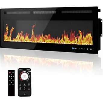 50 Inch WiFi Electric Fireplace with Touch Screen & Remote, 750/1500W Silent Fireplace Heater