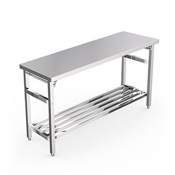 60"×24" 500LBS 2 tier Stainless Steel Folding Work Table