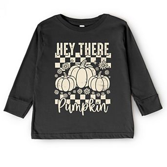 Hey There Pumpkin Checkered - Toddler Long Sleeve Graphic Tee
