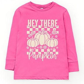 Hey There Pumpkin Checkered - Toddler Long Sleeve Graphic Tee