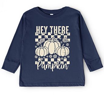 Hey There Pumpkin Checkered - Toddler Long Sleeve Graphic Tee