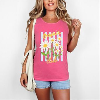 Oopsie Daisy Club Stripes - Women's Garment Dyed Graphic Tank Top