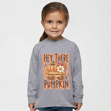 Hey There Pumpkin Stripes - Toddler Long Sleeve Graphic Tee