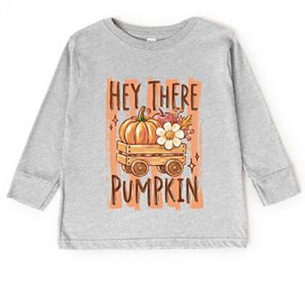 Hey There Pumpkin Stripes - Toddler Long Sleeve Graphic Tee