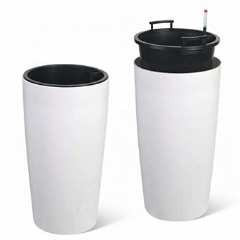 Set of 2 30" Tall Self-Watering Planters with Drainage, Gauge & Inner Bucket for Outdoor