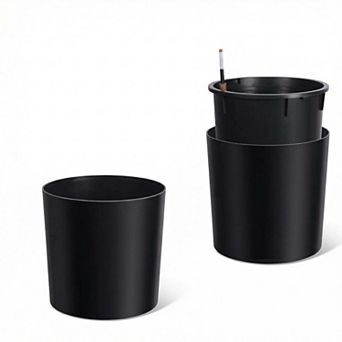 Set of 2 19.5" Tall Round Planters, Self-Watering with Drainage & Wheels for Indoor Outdoor