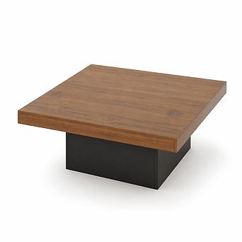Coffee Table with Led Lights, 35 Inch Square Tables, Coffee Tables with Plug-In 16-Color LED Lights