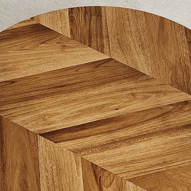 Industrial Coffee Table for Living Room - 30" Round, 2-Tier with Adjustable Feet, Wood Grain Shelf