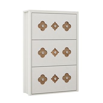 Slim Hidden Shoe Cabinet with 3 Flip Drawers,Adjustable Shelves and Diamond Handles for Corridor