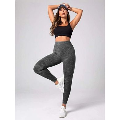 Women's High Waist Seamless Knit Leggings Textured Compression Athletic Pants