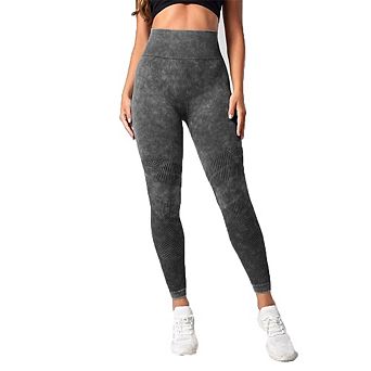 Women's High Waist Seamless Knit Leggings Textured Compression Athletic Pants