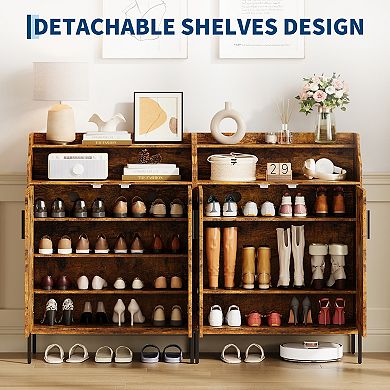 Modern 5-Tier Shoe Storage Cabinet with Doors and 3 Adjustable Shelves for Entryway