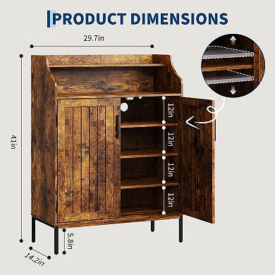 Modern 5-Tier Shoe Storage Cabinet with Doors and 3 Adjustable Shelves for Entryway