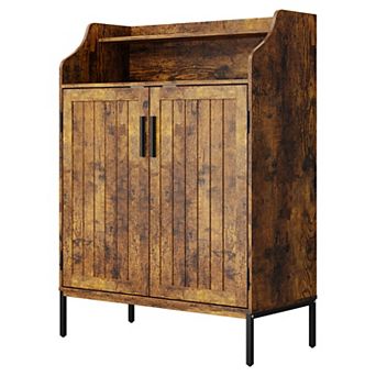 Modern 5 tier Shoe Storage Cabinet with Doors and 3 Adjustable Shelves for Entryway