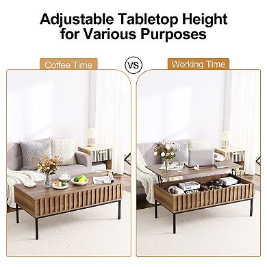 Lift Top Coffee Table, 43 Inches Lift Top Coffee Table, with Hidden Compartment, Removable Shelf