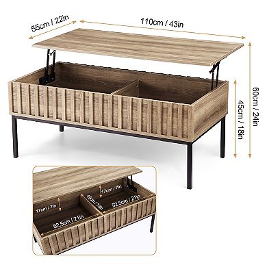 Lift Top Coffee Table, 43 Inches Lift Top Coffee Table, with Hidden Compartment, Removable Shelf