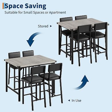 5-Piece Counter Height Dining Table Set for 4, Includes Table with Footrest & Corner Protectors