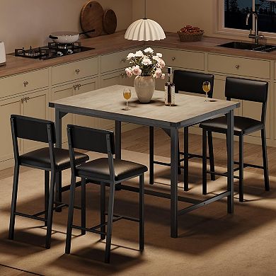 5-Piece Counter Height Dining Table Set for 4, Includes Table with Footrest & Corner Protectors