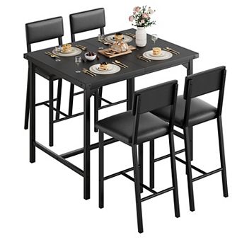 5 pc Counter Height Dining Table Set for 4, Includes Table with Footrest & Corner Protectors