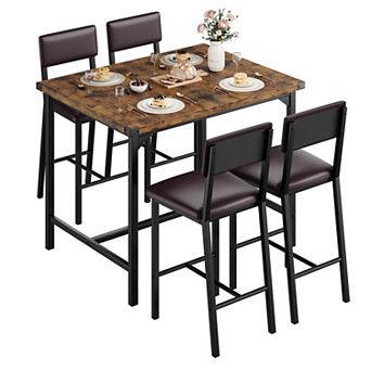 5 pc Counter Height Dining Table Set for 4, Includes Table with Footrest & Corner Protectors