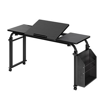 Adjustable Folding Overbed Laptop Desk with Wheels, Portable Computer Table for Home, Hospital