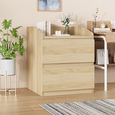 Modern Curved 2-Drawer Bedside Table - Stylish Space-Saving Bedside Table with Ample Storage