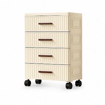 Plastic Drawer Storage, Storage Drawers for Clothes With Wheels, Fluted Design Chest Of Drawers