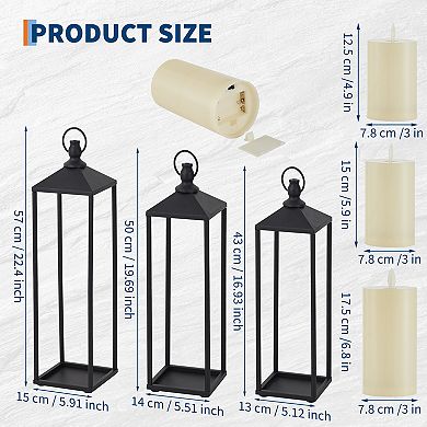 3 Pcs Lanterns Decorative, Halloween and Christmas Decorative Lanterns, with Flameless LED Candles