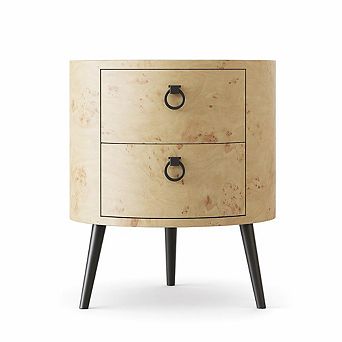 Round Side Table Sleek Black or White Finish, Drawer for Storage, Metal Legs, Accent End Table