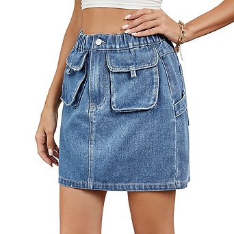Women's High Waist Cargo Pocket Mini Skirt Casual Daily Wear A-Line Short Skirt for Ladies