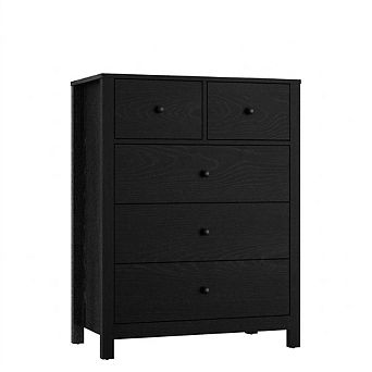 Modern Tall 5 Drawer Dresser, Spacious Wooden Chest for Bedroom Storage, Sleek Design, Ample Drawers