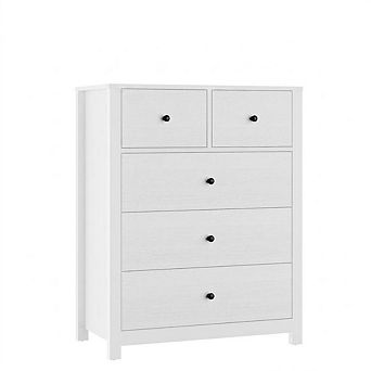 Modern Tall 5 Drawer Dresser, Spacious Wooden Chest for Bedroom Storage, Sleek Design, Ample Drawers