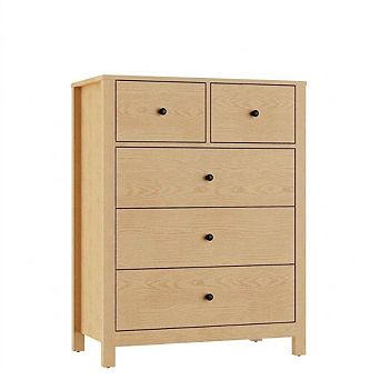 Modern Tall 5 Drawer Dresser, Spacious Wooden Chest for Bedroom Storage, Sleek Design, Ample Drawers