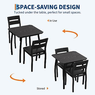 Modern 3 Piece Dining Table Set for 2, Space-Saving Kitchen Furniture, Upholstered Chairs for Home