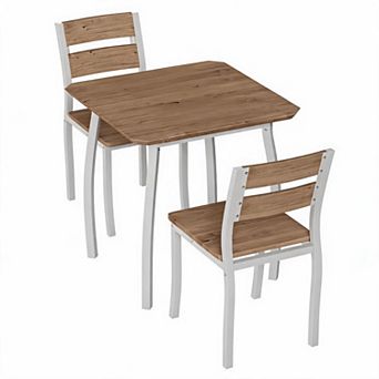 Modern 3 pc Dining Table Set for 2, Space-Saving Kitchen Furniture, Upholstered Chairs for Home