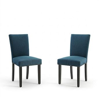 Dining Chairs Set of 2, Fabric Upholstered Parson Dining Chairs with Nailhead Trim, Padded Seat