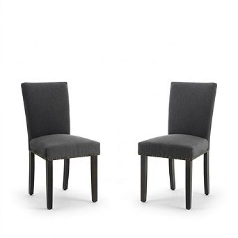 Dining Chairs Set of 2, Fabric Upholstered Parson Dining Chairs with Nailhead Trim, Padded Seat