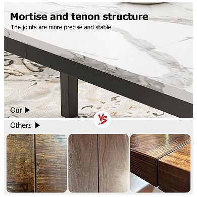 Industrial Long Dining Table for 6, Rectangular Wooden Kitchen & Dining Room Table fo Home Office