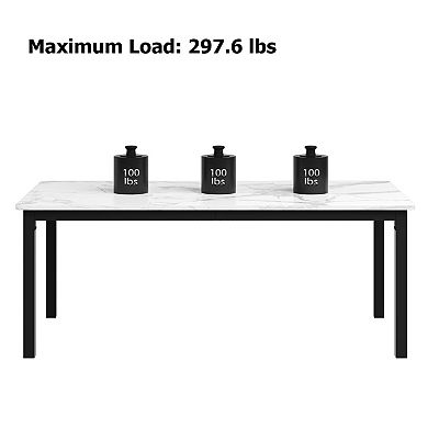 Industrial Long Dining Table for 6, Rectangular Wooden Kitchen & Dining Room Table fo Home Office