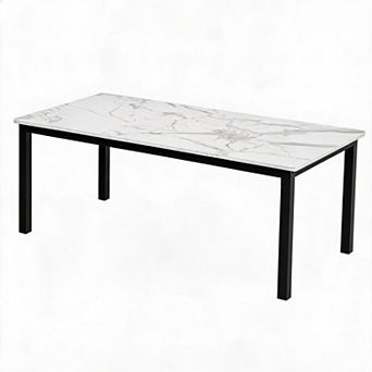 Industrial Long Dining Table for 6, Rectangular Wooden Kitchen & Dining Room Table fo Home Office