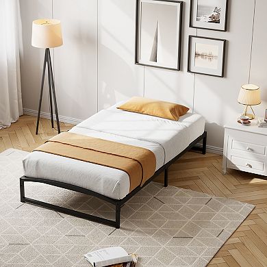 Low Profile Bed Frame, Metal Platform, 10 Inch Steel Slats, Noise-Free, No Box Spring Needed