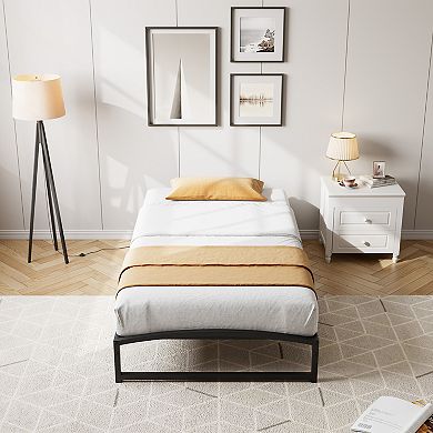 Low Profile Bed Frame, Metal Platform, 10 Inch Steel Slats, Noise-Free, No Box Spring Needed