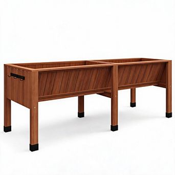 Large Wooden Raised Garden Bed with Legs, Elevated Planter Box with Hooks for Outdoor, Patio