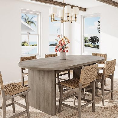 Dining Table for 4-6, Farmhouse Dinner Table with Sturdy Wooden Base, Kitchen Table for Living Room