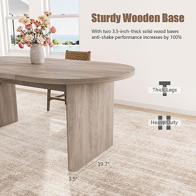 Dining Table for 4-6, Farmhouse Dinner Table with Sturdy Wooden Base, Kitchen Table for Living Room