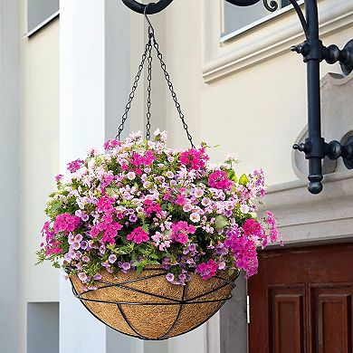 Hanging Planters for Outdoor Plants, Metal Chain Hanging Baskets with Coco Liner, Flower Pots