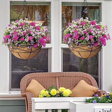 Hanging Planters for Outdoor Plants, Metal Chain Hanging Baskets with Coco Liner, Flower Pots