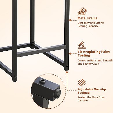 Counter Height Bar Stools Set of 2, 35 Inch Barstools, Kitchen Stools with Heavy Duty Metal Base