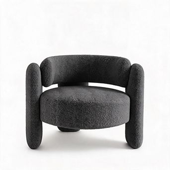 Chenille Accent Armchair, Soft Upholstered Round-Arm Lounge Chair for Living Room, Bedroom